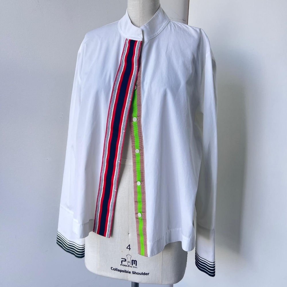 Diane von Furstberg mock collar white blouse SZ 10